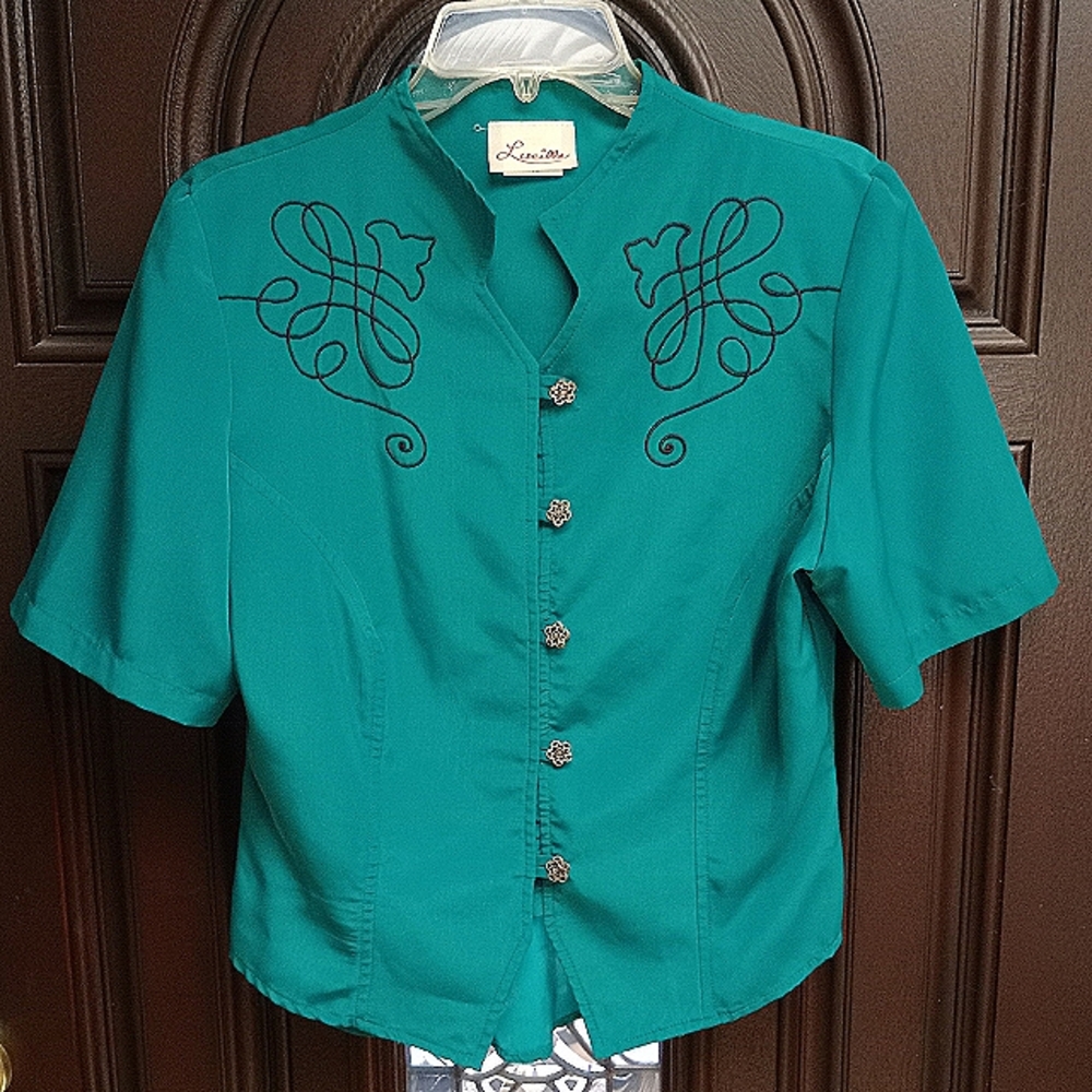 Teal Button-up Blouse